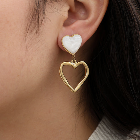 Pearl heart earrings