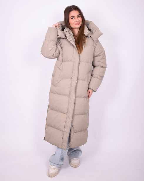 Maxi puffer coat taupe
