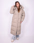 Maxi puffer coat taupe
