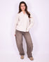 button knit sweater beige