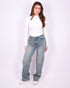 studs wide leg stretch jeans vintage blue