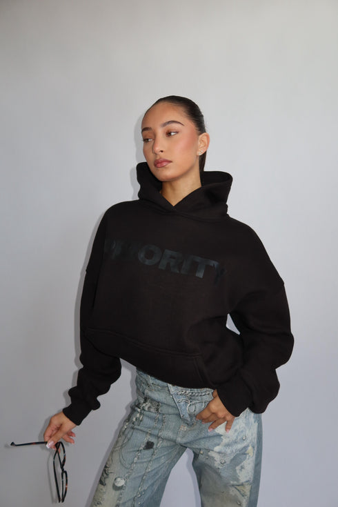 Priority minimalistic hoodie black