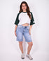 distressed stretch jort blue