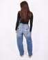 bum denim patch stretch jeans