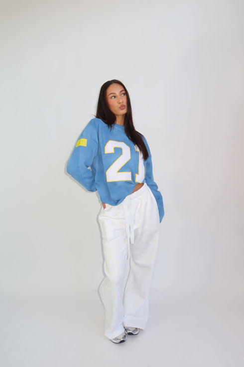 Priority ‘21’ longsleeve washed blue/yellow
