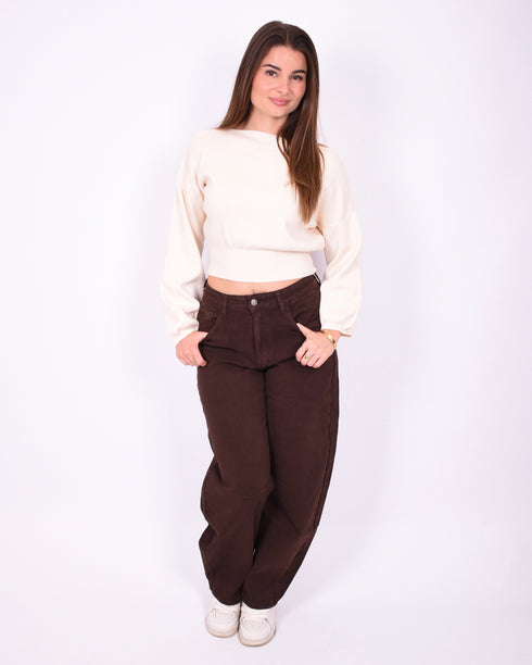 petit balloon stretch jeans brown