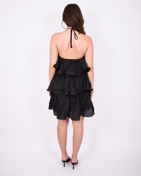 ruffle dress black