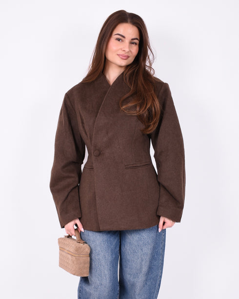 wool blazer brown