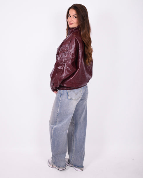 urban braided leather jacket bordeaux