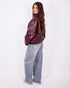 urban braided leather jacket bordeaux