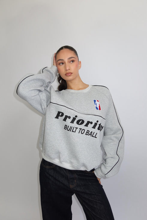 priority built to ball sweater grey