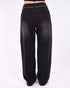 Leather waist jeans dark grey