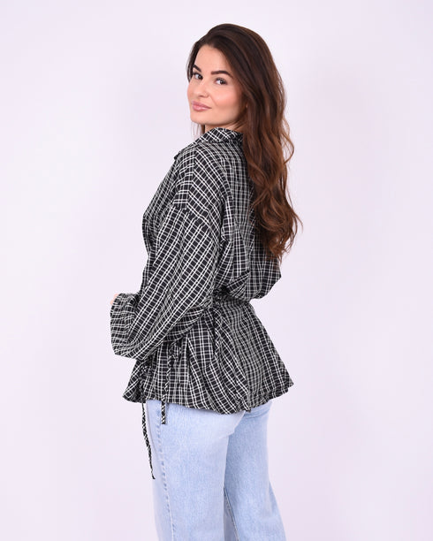noa checkered blouse black/white