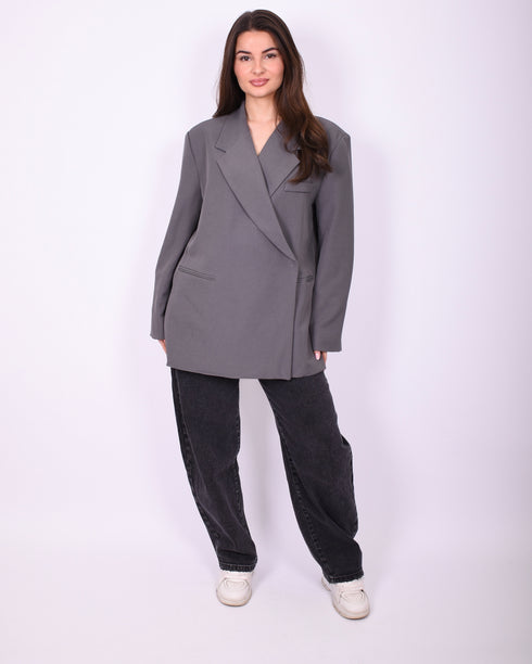 bibi boxy fit blazer dark grey