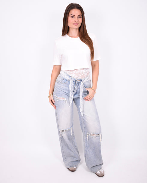 lace layered body white