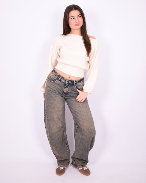 vintage barrel stretch jeans