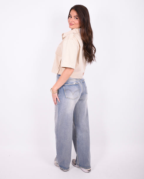 cargo cropped blouse beige
