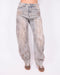 dirty vintage washed balloon stretch jeans