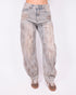 dirty vintage washed balloon stretch jeans