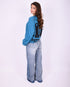 Patch tall wide leg jeans blue