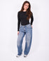 bum denim patch stretch jeans