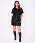 fluffy sparkle dress black