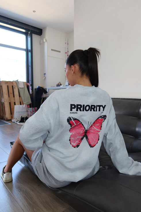 Priority butterfly longsleeve grey/pink