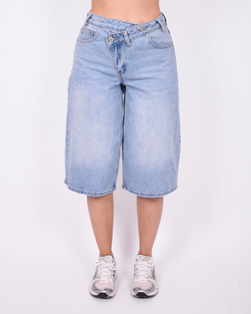 cross waist stretch jort