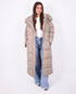 maxi puffer coat taupe