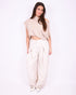Pleated pantalon creme