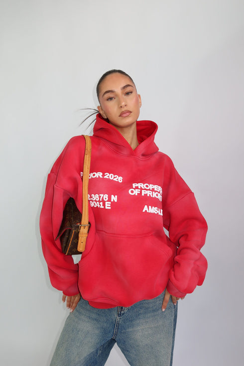 priority AMS-LDN hoodie red