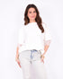 lace back split t-shirt white