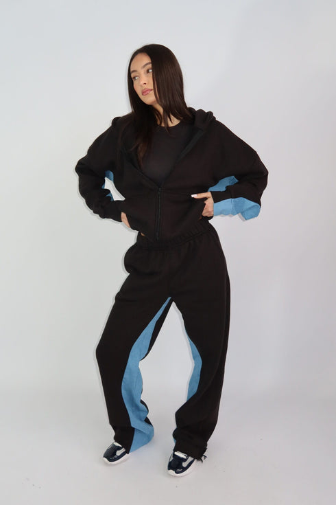 Priority denim tracksuit black