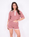 Striped Crochet polo set red