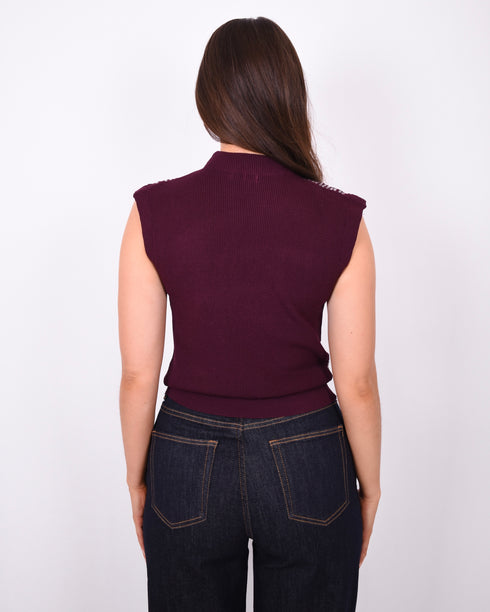 sequin spencer top bordeaux