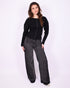 Patch tall wide leg jeans black