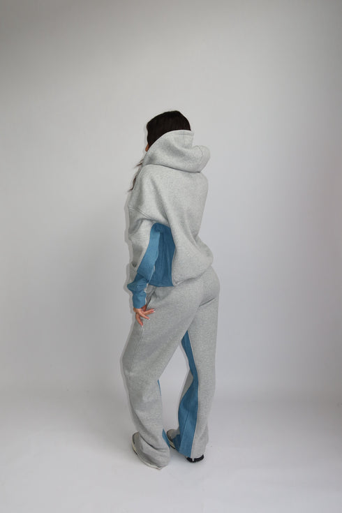 priority denim patch tracksuit light grey