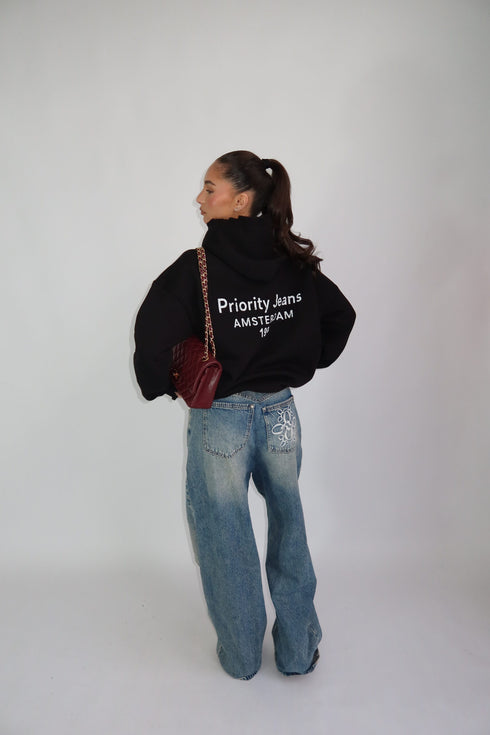 Priority destroyed hoodie black