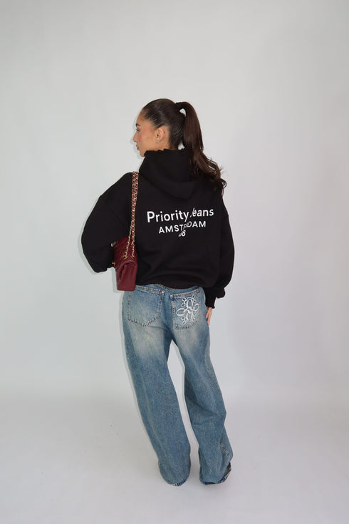 Priority destroyed hoodie black