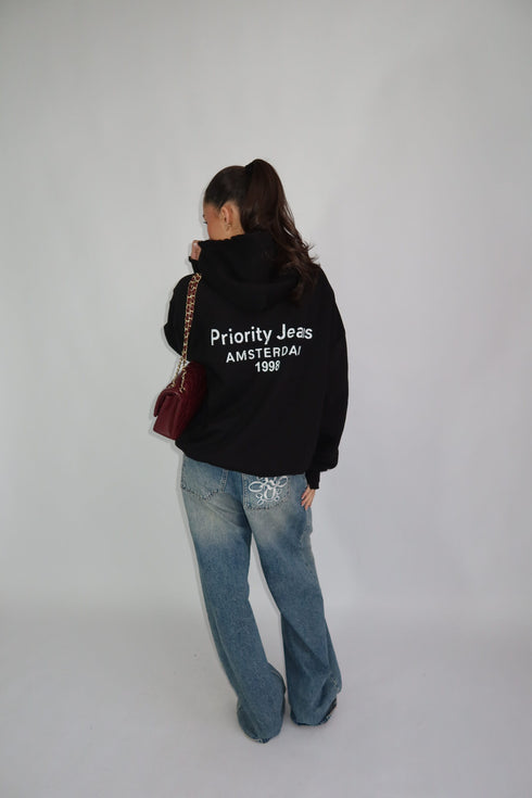 Priority destroyed hoodie black