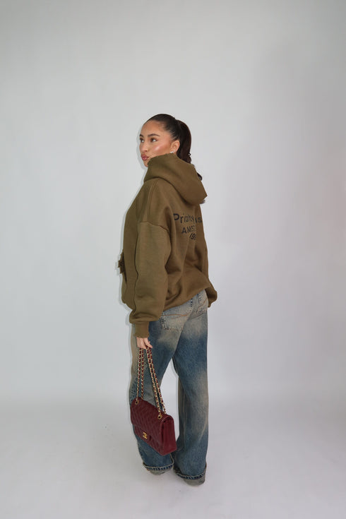Priority destroyed hoodie kaki