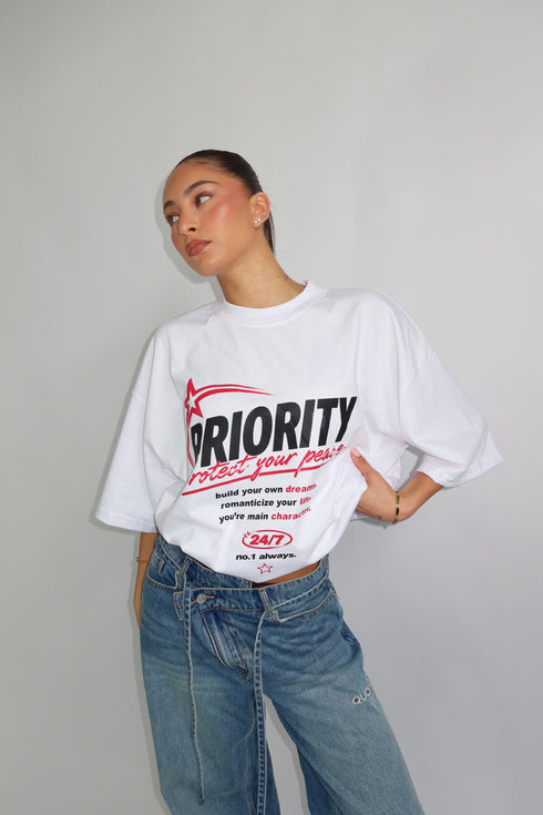 priority peace tee white