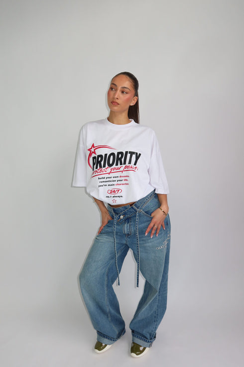 priority peace tee white